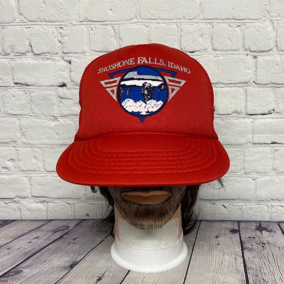 Vintage Shoshone Falls Idaho Hat Cap Adult Snapback Red Trucker Mesh One Size - Picture 1 of 9
